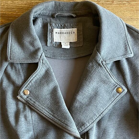 Anthropologie Marrakech Knit Blue Moto Biker Jacket Womens Sz S Cropped Grunge - Picture 4 of 7